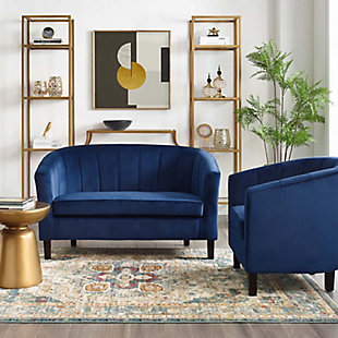 Modway Prospect 2 Piece Channel Tufted Loveseat and Armchair Set, Navy, rollover