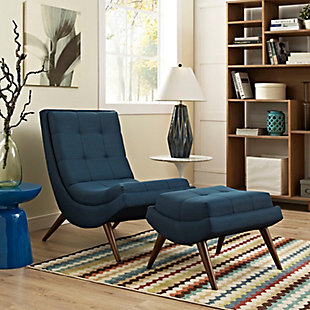 Modway Ramp Lounge Chair with Ottoman, Azure, rollover