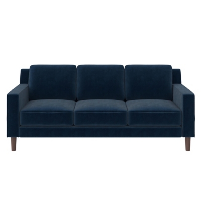 Atwater Living Janelle Velvet Sofa, Blue, large