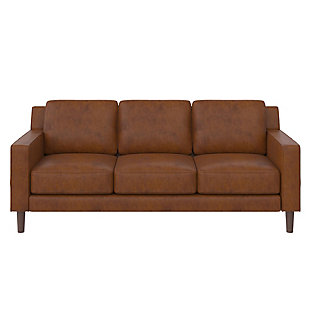Atwater Living Janelle Faux Leather Sofa, Camel, large