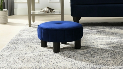 Jennifer Taylor Home Riley 16" Round Ottoman, Blue, rollover