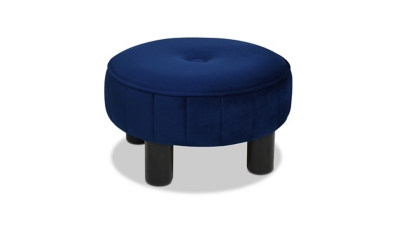 Jennifer Taylor Home Riley 16" Round Ottoman, Blue, large