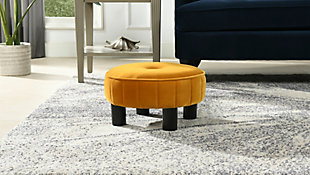 Jennifer Taylor Home Riley 16" Round Ottoman, Yellow, rollover
