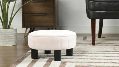 Jennifer Taylor Home Riley 16" Round Ottoman, Pink, rollover