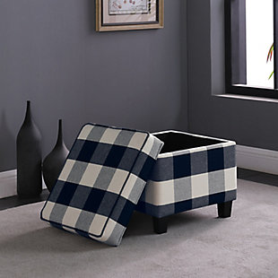 HomePop Plaid Square Ottoman with Lift Off Top, , large