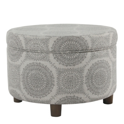 HomePop Printed Round Storage Ottoman, , rollover