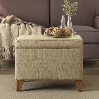 HomePop Textured Storage Ottoman, Cream, rollover