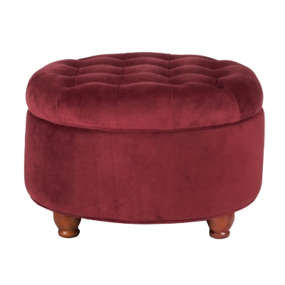 HomePop Velvet Button Tufted Round Storage Ottoman, , large