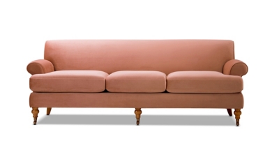Jennifer Taylor home Alana Lawson Three-Cushion Sofa, Peach Orange, large