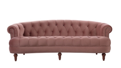 Jennifer Taylor home La Rosa Chesterfield Sofa, Ash Rose Pink, large