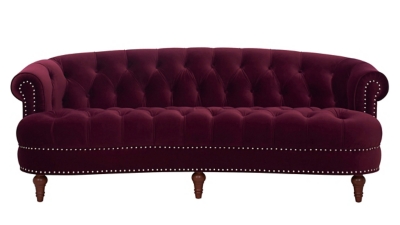 Jennifer Taylor home La Rosa Chesterfield Sofa, Burgundy, large