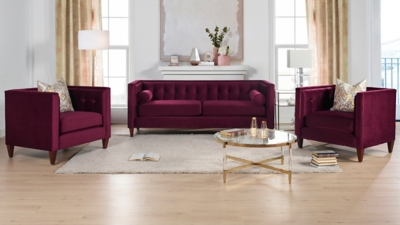 Jennifer Taylor home Jack Sofa, Burgundy, rollover