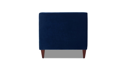 Back view of navy blue sofa showing upholstery