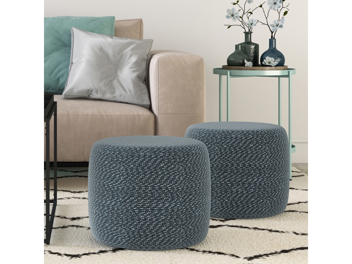 Simpli Home Bayley Braided Pouf, Aegean Blue/Natural, large