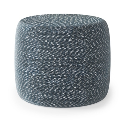 Simpli Home Bayley Braided Pouf, Aegean Blue/Natural, large