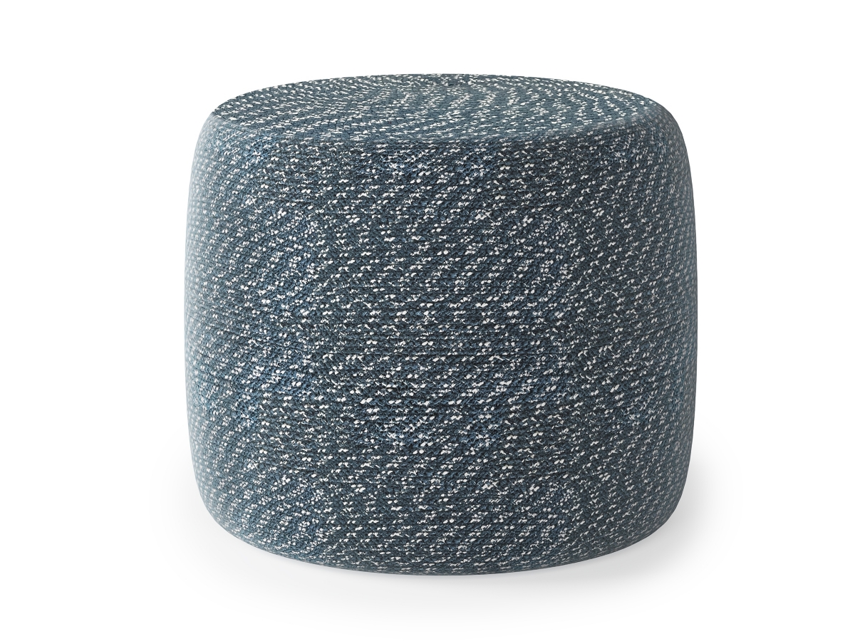 Simpli Home Bayley Braided Pouf, Aegean Blue/Natural, large