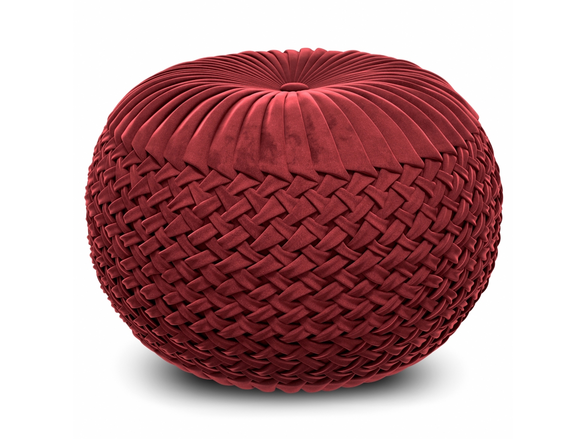 Simpli Home Grafton Pouf, Maroon, large