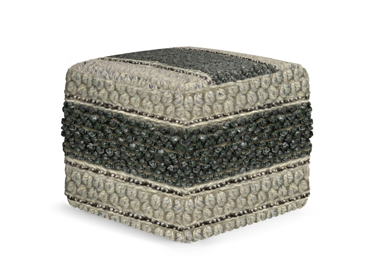 Simpli Home Grady Pouf, Green/Natural, large