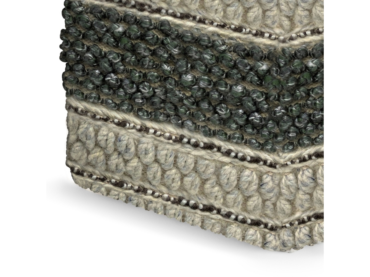 Simpli Home Grady Pouf, Green/Natural, large