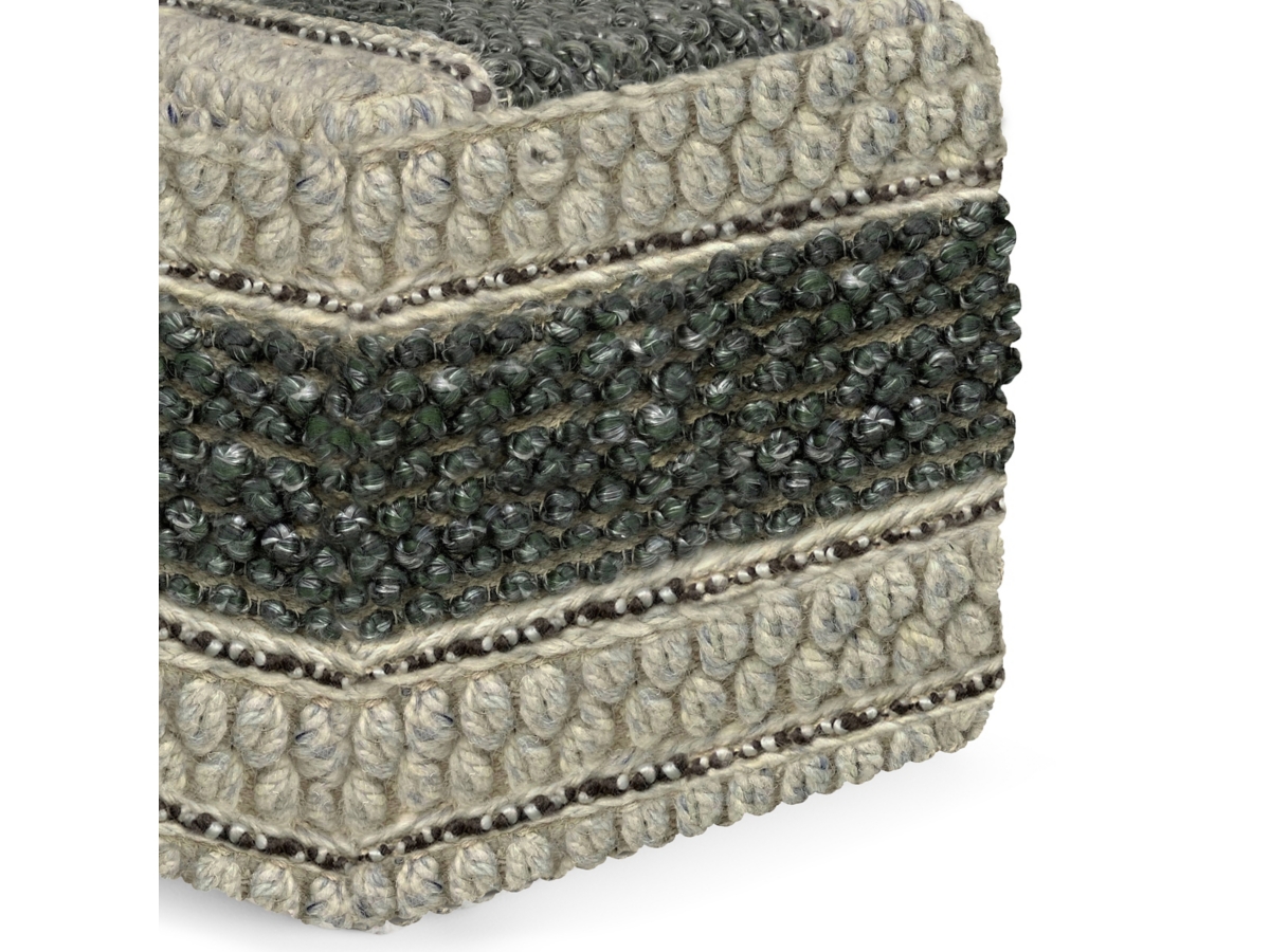 Simpli Home Grady Pouf, Green/Natural, large
