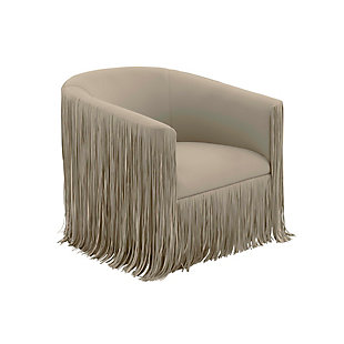 TOV Furniture Shag Me Grey Vegan Leather Swivel Chair, Gray, large