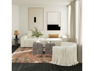 TOV Furniture Shag Me Ivory Vegan Leather Swivel Chair