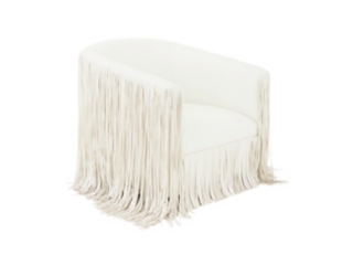 TOV Furniture Shag Me Ivory Vegan Leather Swivel Chair