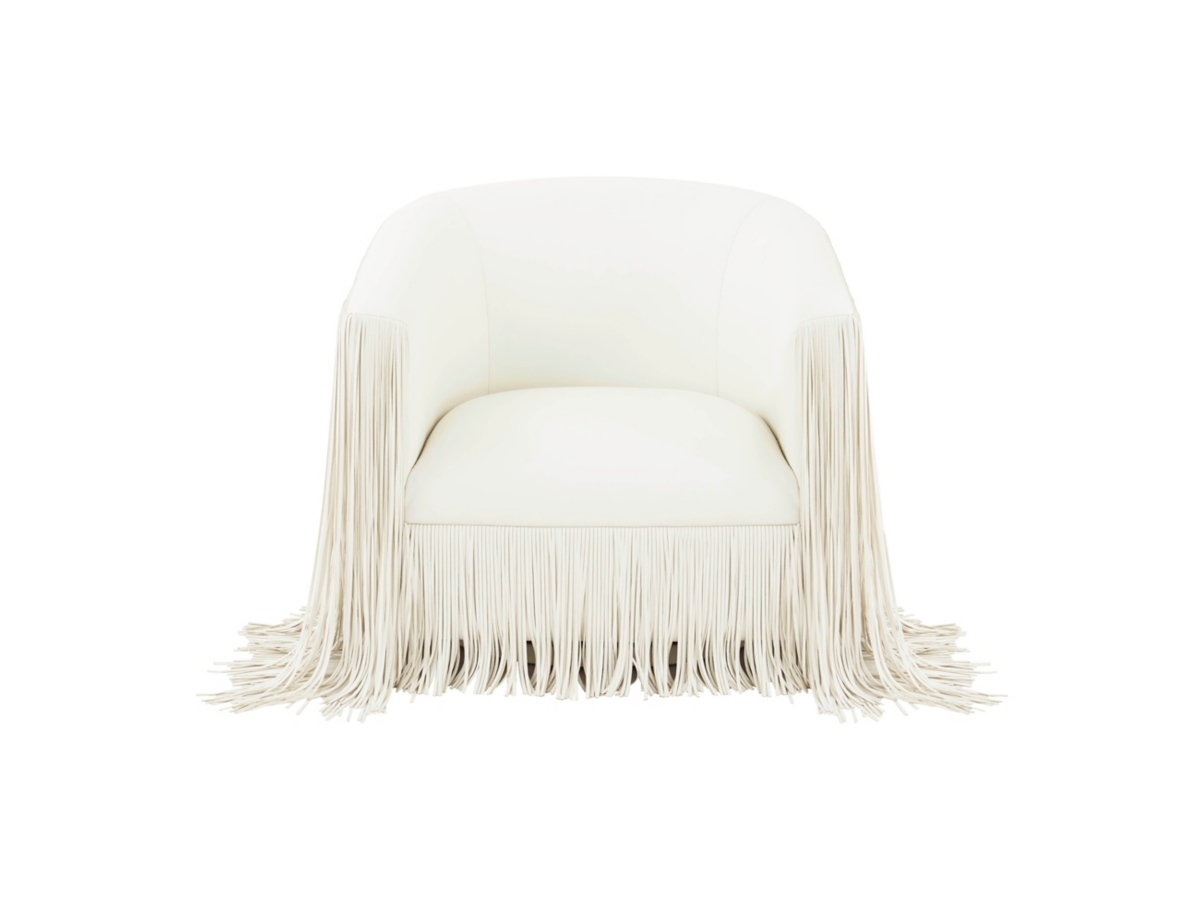 TOV Furniture Shag Me Ivory Vegan Leather Swivel Chair