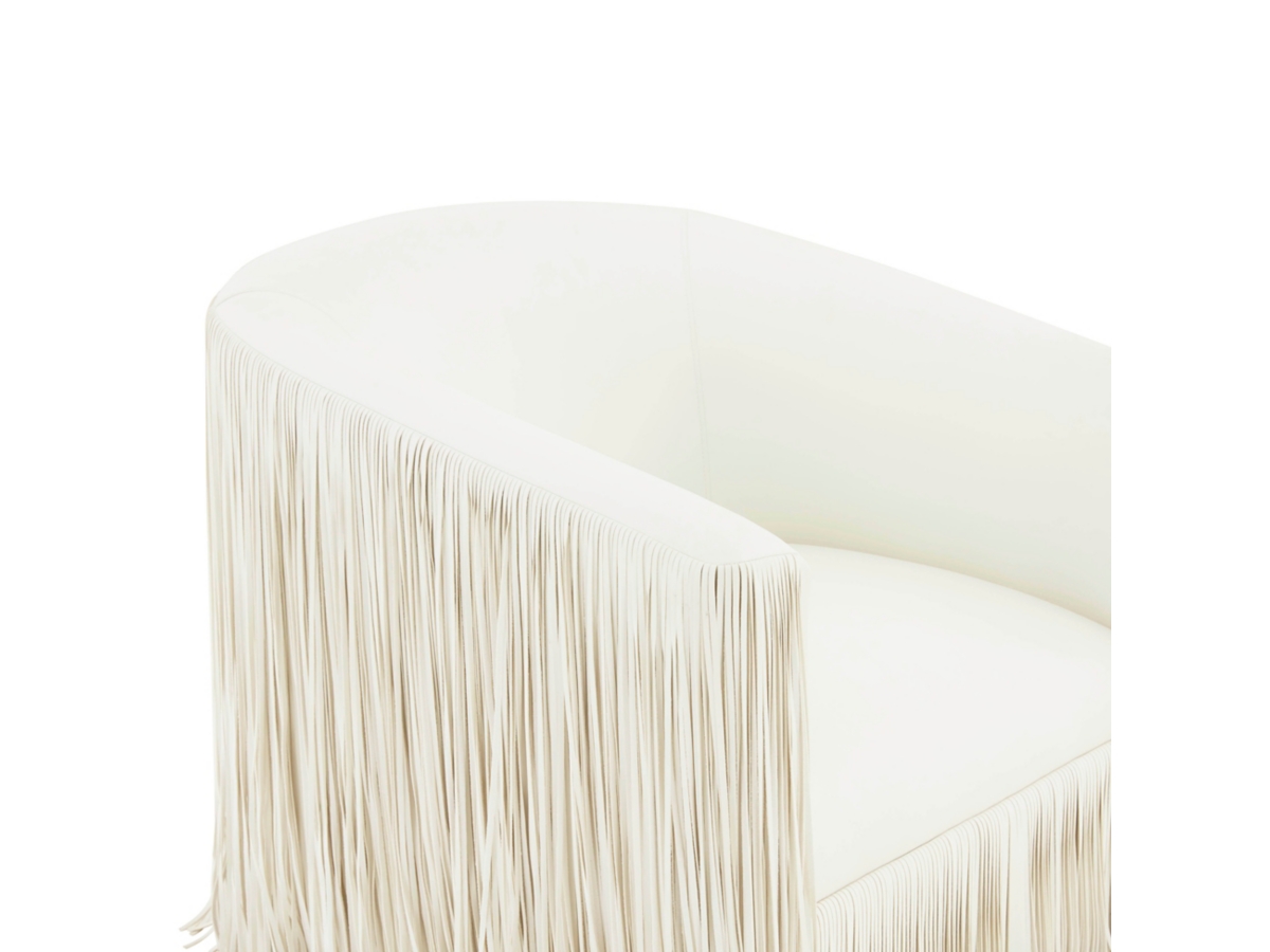 TOV Furniture Shag Me Ivory Vegan Leather Swivel Chair