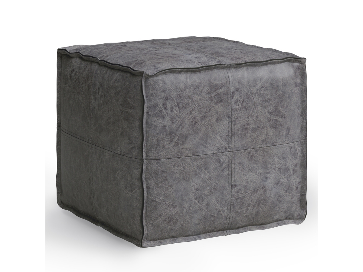 Simpli Home Brody Pouf, Distressed Black, large
