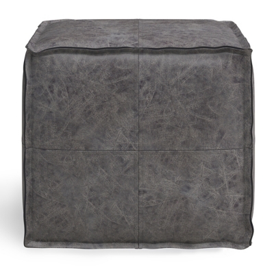 Simpli Home Brody Pouf, Distressed Black, large