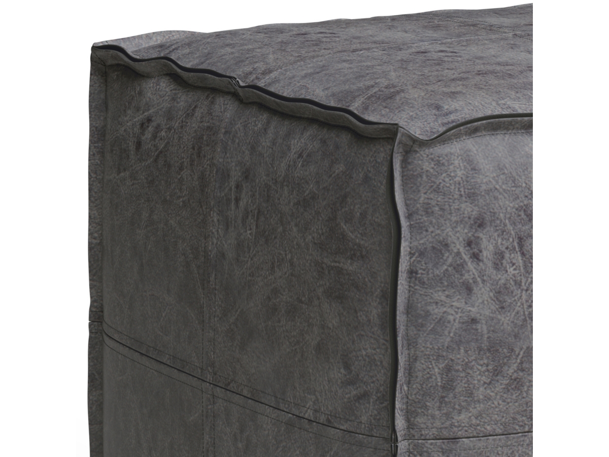 Simpli Home Brody Pouf, Distressed Black, large