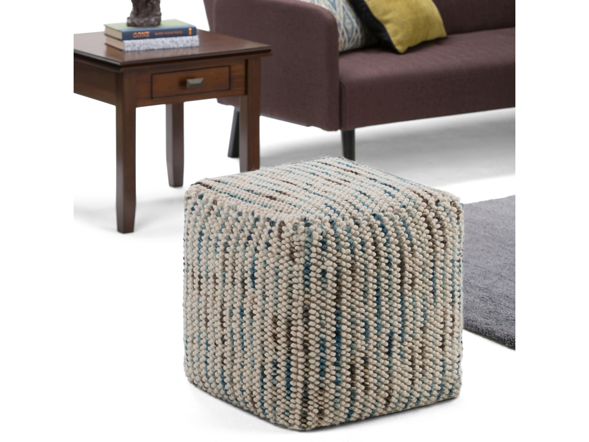 Simpli Home Zoey Pouf, Multi, large