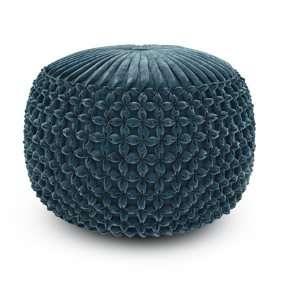 Simpli Home Renee Pouf, Teal, large