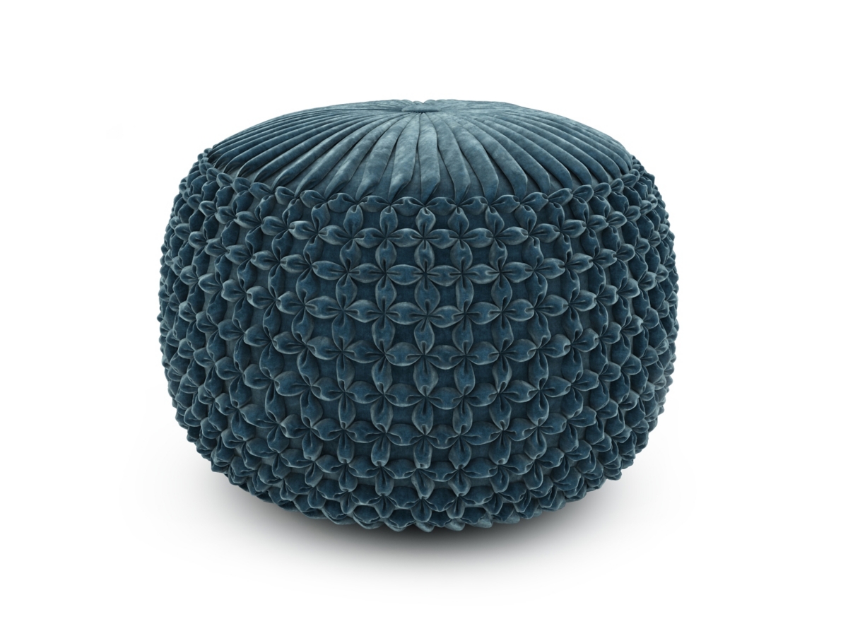 Simpli Home Renee Pouf, Teal, large