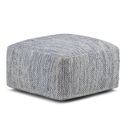 Simpli Home Nate Pouf, Denim, large