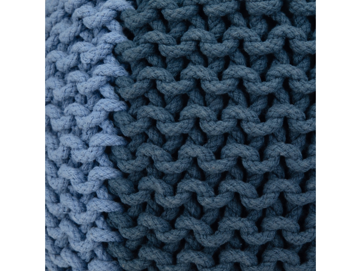 Simpli Home Nikki Hand Knit Pouf, Blue/Navy Blue, large