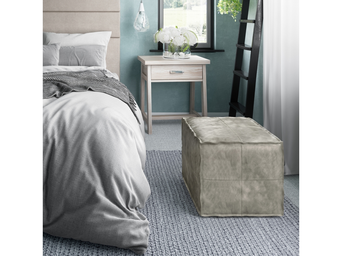 Simpli Home Brody Pouf, Gray, large