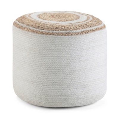 Simpli Home Serena Braided Pouf, Natural, large