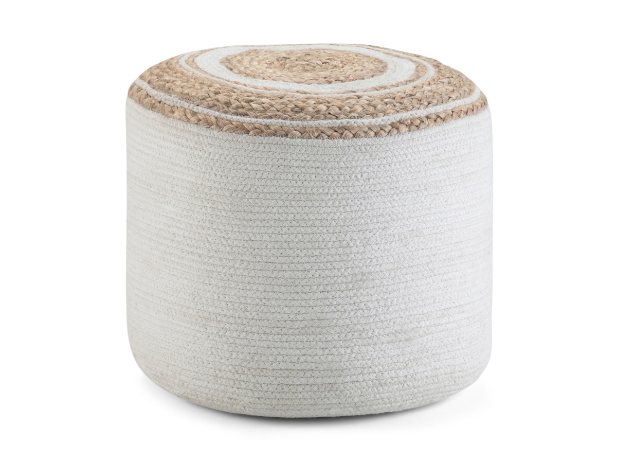 Simpli Home Serena Braided Pouf, Natural, large
