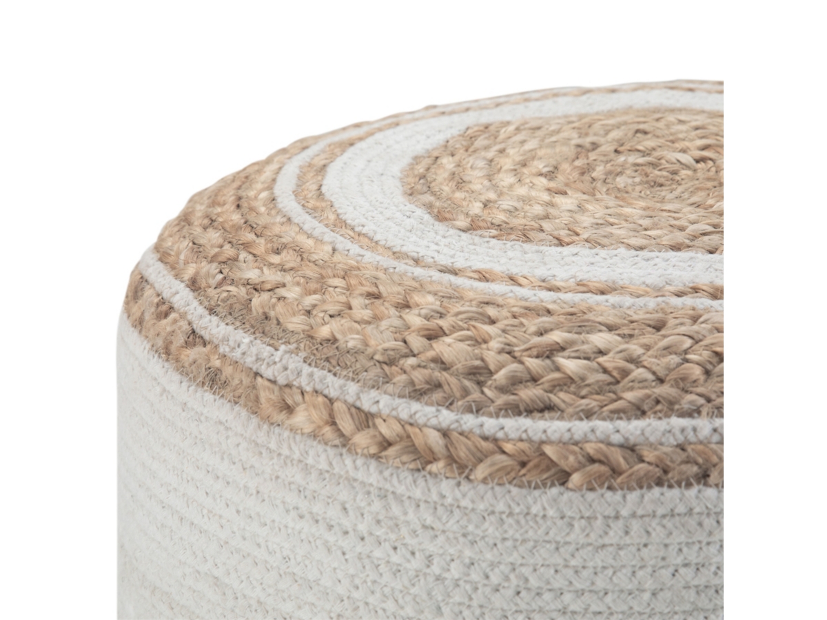 Simpli Home Serena Braided Pouf, Natural, large