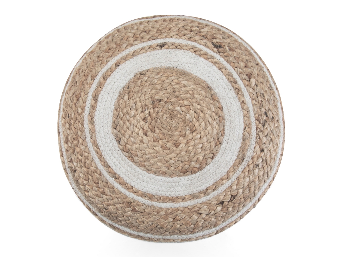Simpli Home Serena Braided Pouf, Natural, large