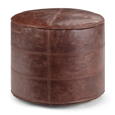 Simpli Home Connor Pouf, Distressed Brown, large