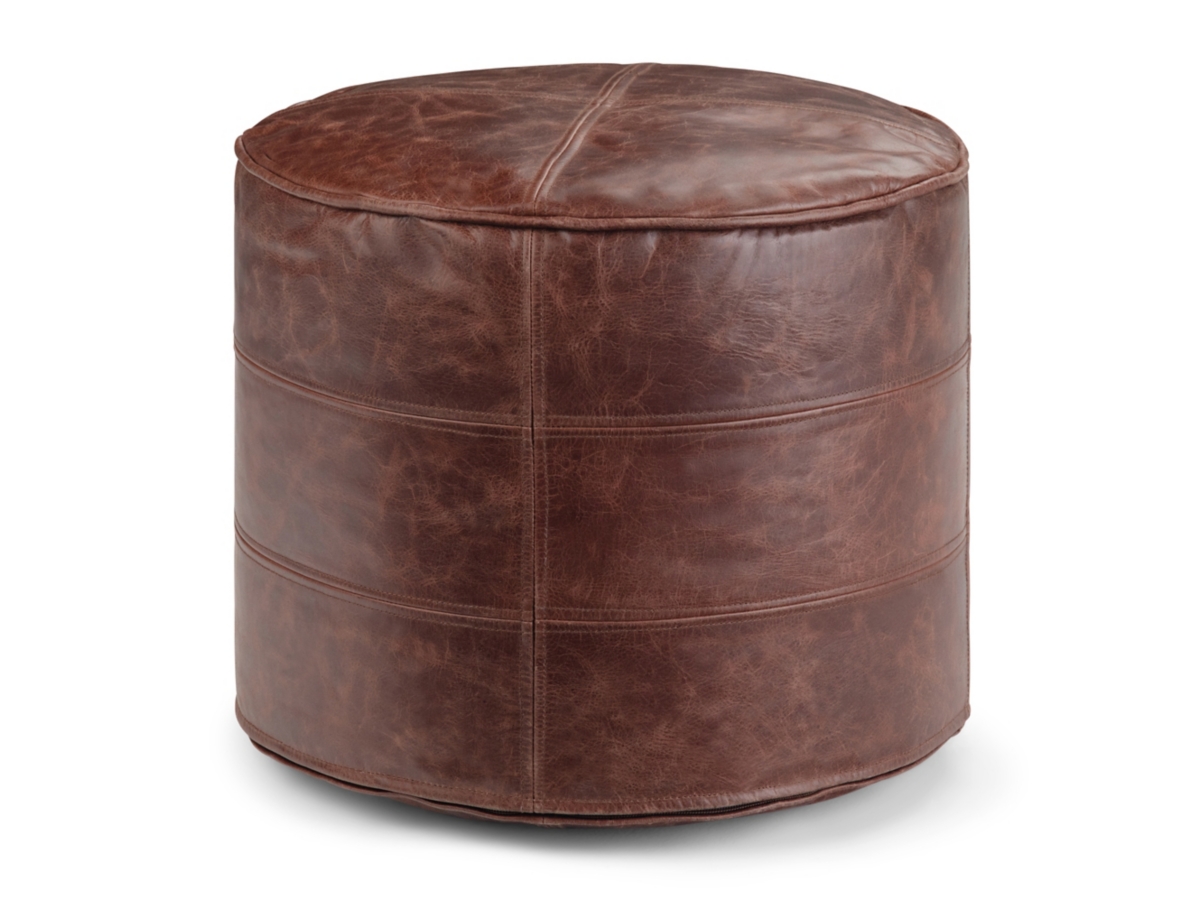 Simpli Home Connor Pouf, Distressed Brown, large