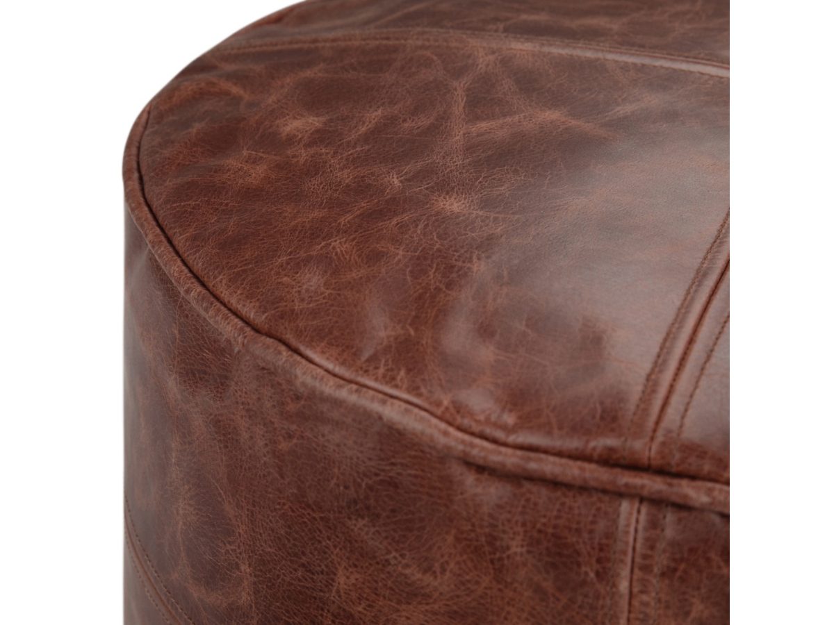 Simpli Home Connor Pouf, Distressed Brown, large