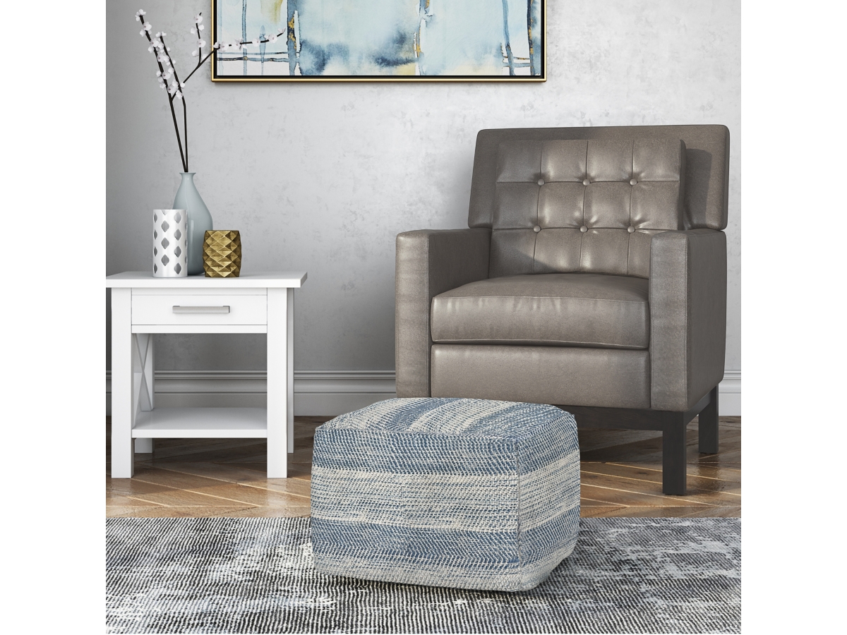 Simpli Home Clay Pouf, Teal, large