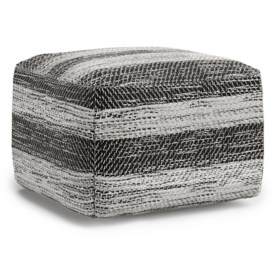 Simpli Home Clay Pouf, Gray, large