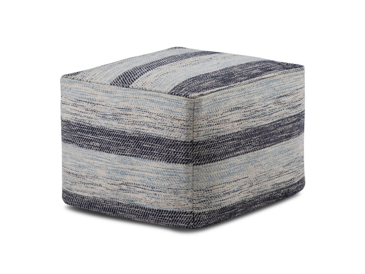 Simpli Home Clay Pouf, Blue, large
