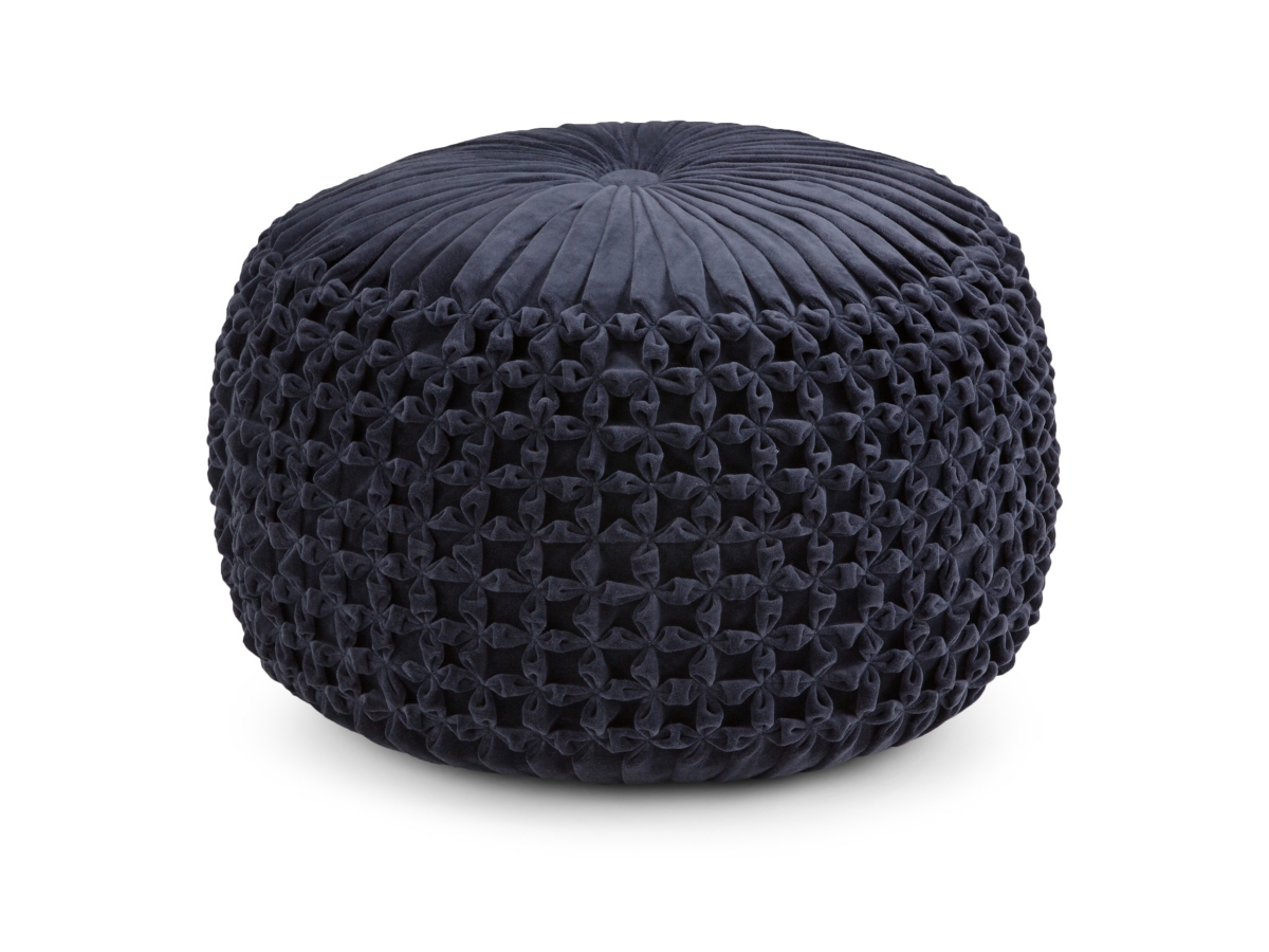 Simpli Home Renee Pouf, Navy, large