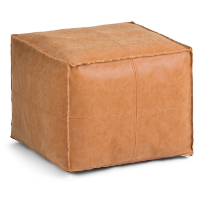 Simpli Home Brody Pouf, Distressed Brown, large